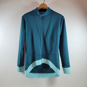 Mavic Cycling‎ Jacket Womens Large Teal Blue Good Fleece Lined Full Zip Pocket
